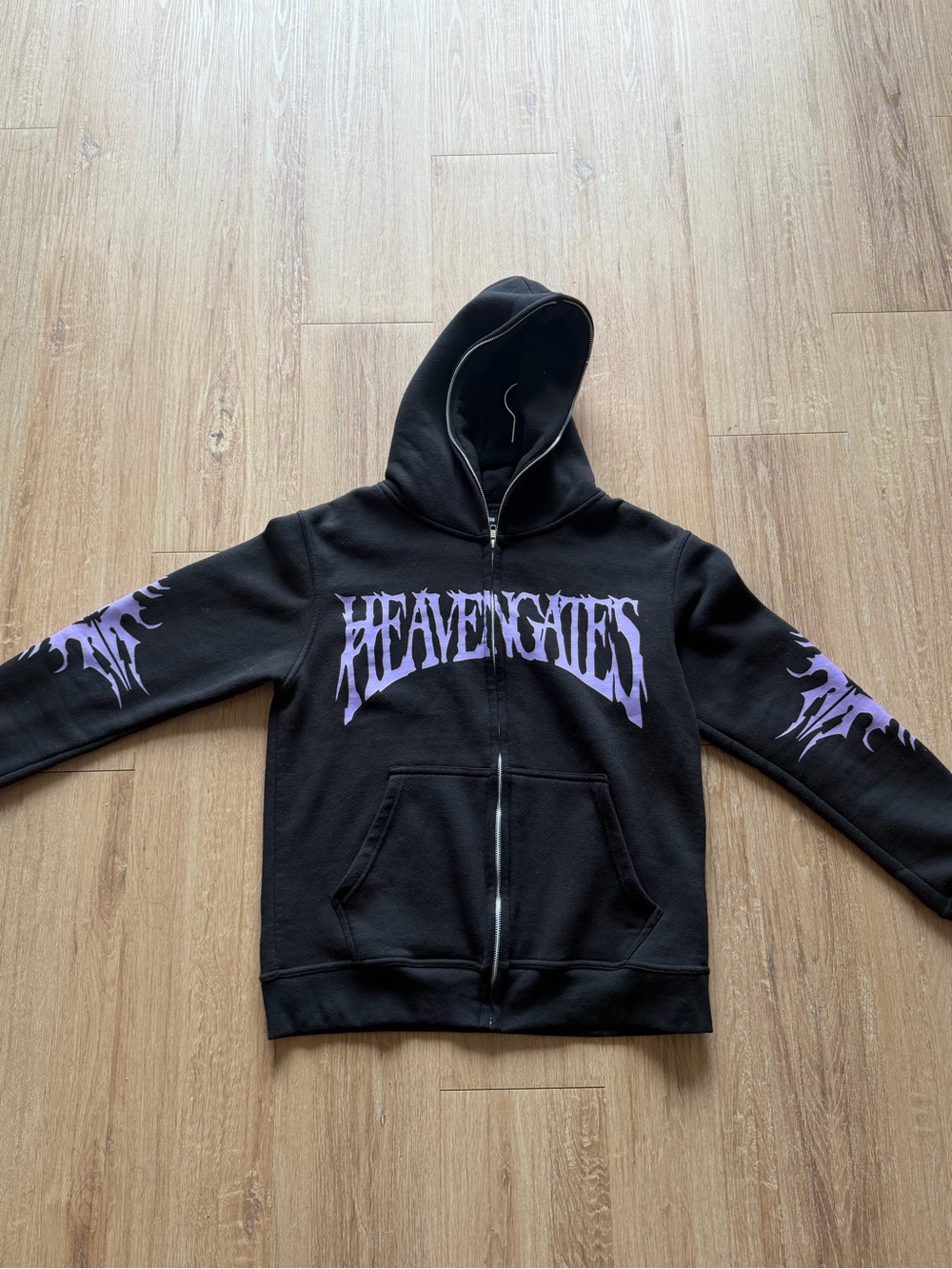 Heaven Gates Black Purple Full Zip Hoodie Gothic Graphic Streetwear hoodie